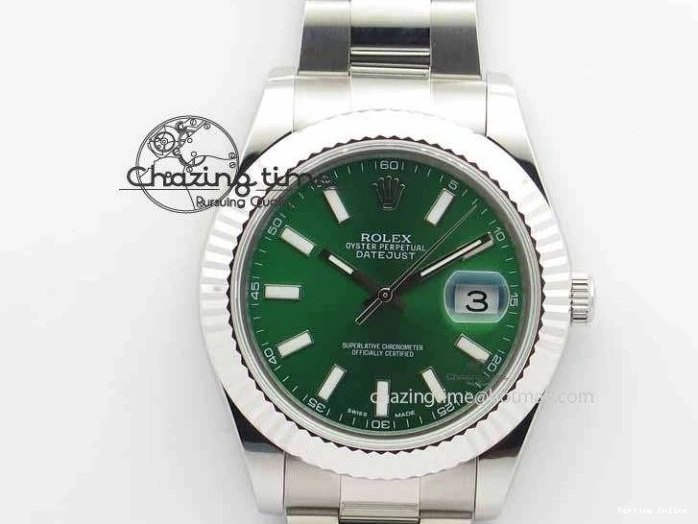 0202 DateJust II 41mm SS BP Maker Best Edition Green Dial On SS Bracelet SA AllSeason 3677